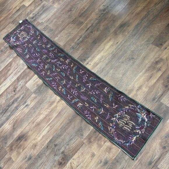 Hello Fall Autumn Table Runner Tapestry Fabric 12x64 great pre-used condition - Picture 11 of 13